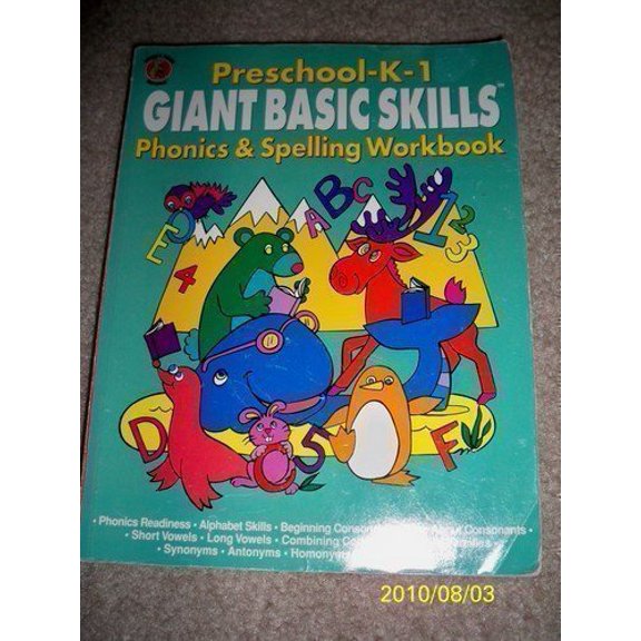 Pre-Owned Giant Basic Skills Preschool-K-1Phonics and Spelling Workbook (Honey Bear Books), 9780766601505, 0766601501, Paperback,