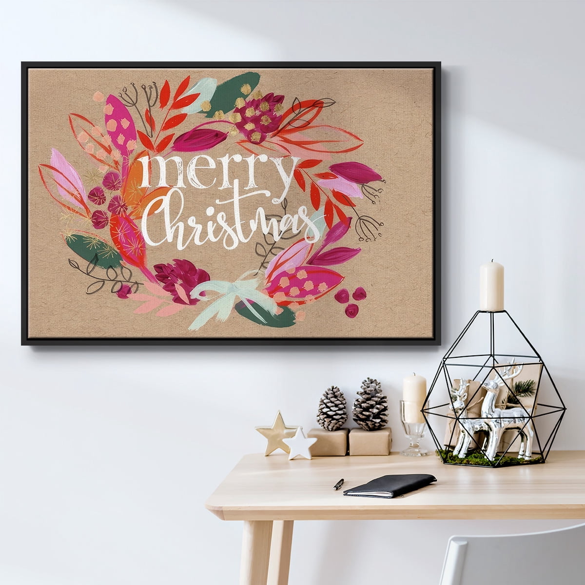 Crafty Christmas Collection A - Framed Gallery Wrapped Holiday Canvas - 25 x 37 - Black Frame
