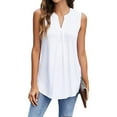 thumbnail image 3 of Pompotops T-shirt Sans Manches Décontracté Mode Rayé Col en V pour Femme Été, 3 of 6