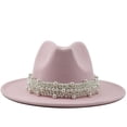 thumbnail image 1 of ¡Rebajas! Sombreros vaqueros Fdelink. Sombrero de copa para mujer, estilo británico, elegante sombrero de jazz con aro de perla y sombrero de copa, sombrero de ala ancha, sombrero de lana rosa para, 1 of 2