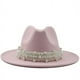 thumbnail image 1 of ¡Rebajas! Sombreros vaqueros Fdelink. Sombrero de copa para mujer, estilo británico, elegante sombrero de jazz con aro de perla y sombrero de copa, sombrero de ala ancha, sombrero de lana rosa para, 1 of 2