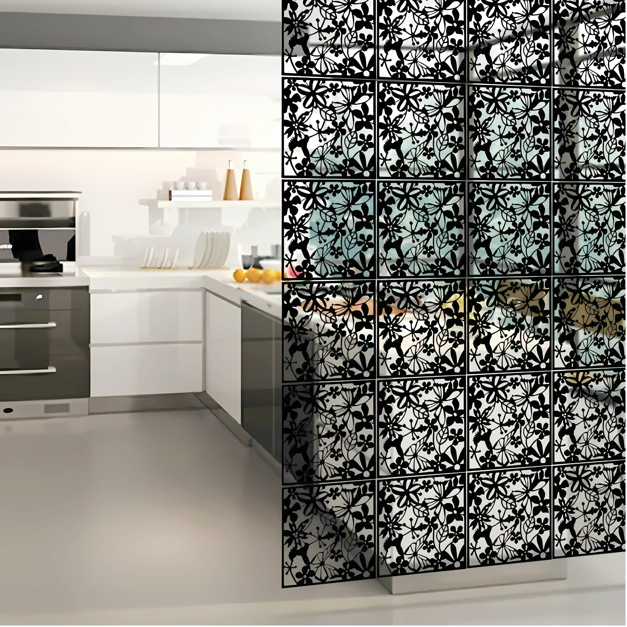 Qunbio 24 PCS Hanging Room Divider, PVC Screen Panels Decorative Screen Divider for Bedroom Living Room Home Office