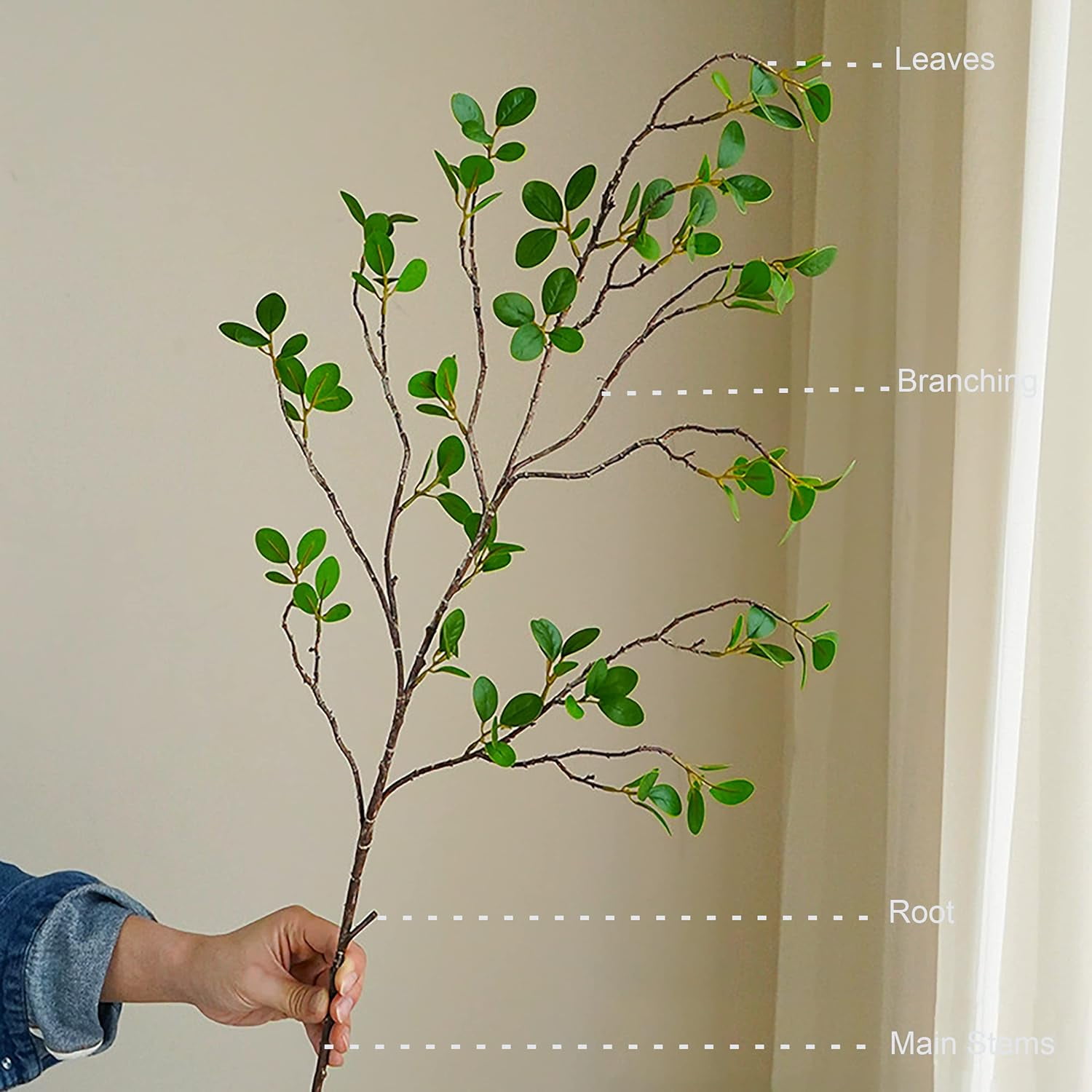 3 PCS Artificial Branches with Leaf, 43.3 Inch Artificial Greenery Stems,Faux Olive Branches for Vase Filler,Decorative Dried Artificial Twigs Bendable Sticks for Shop Garden Office Home Decor