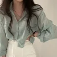thumbnail image 5 of Camisa a la moda, blusa sencilla y fina de Color puro, camisa Anti-UV, camiseta antidecoloración, Top para mujer, camisa de protección solar de Color sólido, ropa de calle, 5 of 5