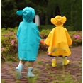 thumbnail image 3 of Poncho de lluvia para niños, chaqueta impermeable de dibujos animados, mochila ligera, impermeable, con capucha, capa de lluvia para niños, bebés, niñas (azul, 5-7T), 3 of 5