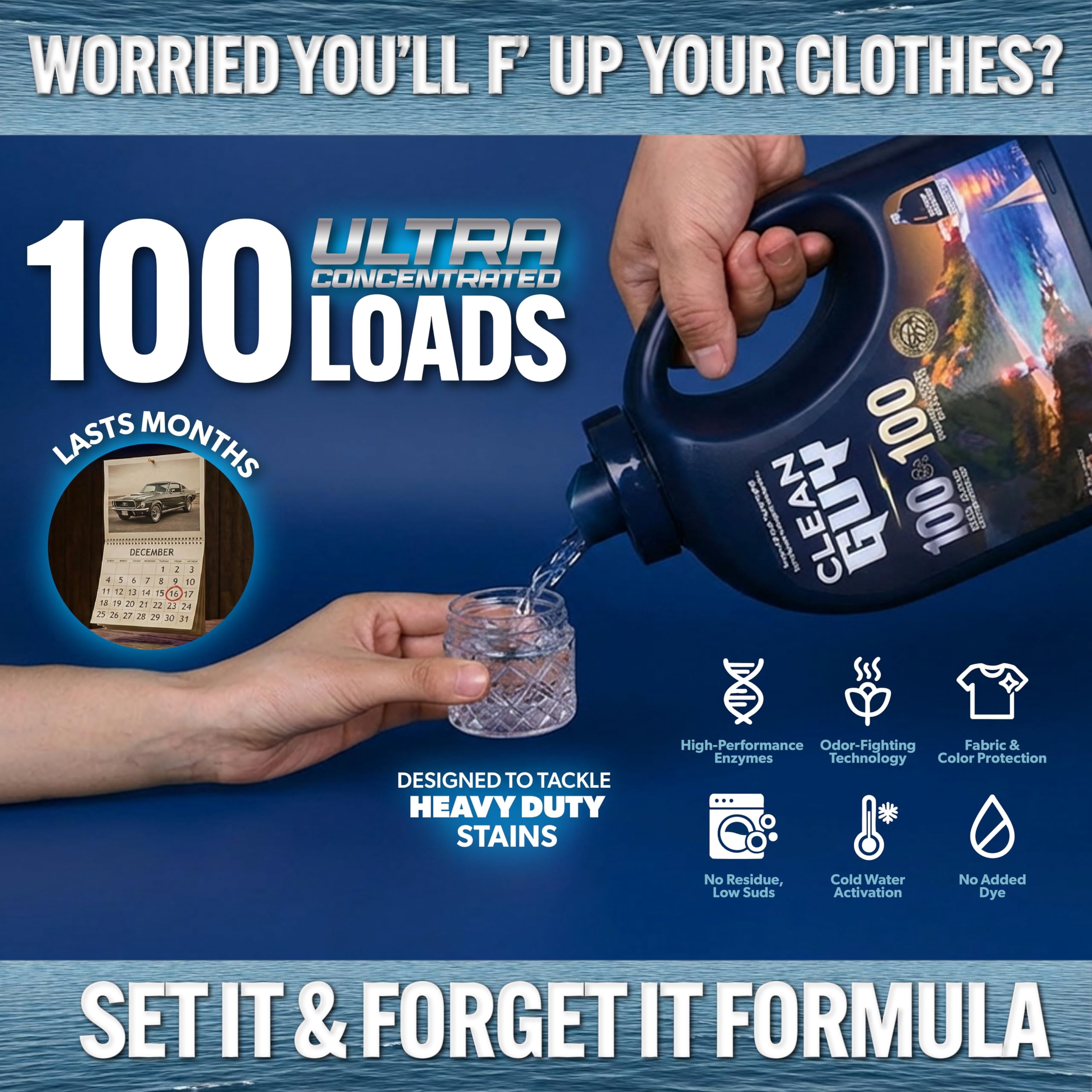 Clean Guy Laundry Detergent with Dryer Sheets , Ocean Fresh Scent, Deep Clean Formula, Softens & Freshens Clothes, Long-Lasting Freshness -Sea salt & Driftwood (100 Loads PLUS 100 Dryer Sheets)