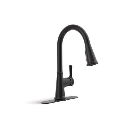 KOHLER Tyne Single-Handle Pull-Down Sprayer Kitchen Faucet in Matte Black