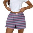 thumbnail image 2 of Lenpel Pajama Shorts for Women Casual Elastic High Waisted Striped Boxer Lounge Shorts Comfy Sleepwear Bottoms, 2 of 5