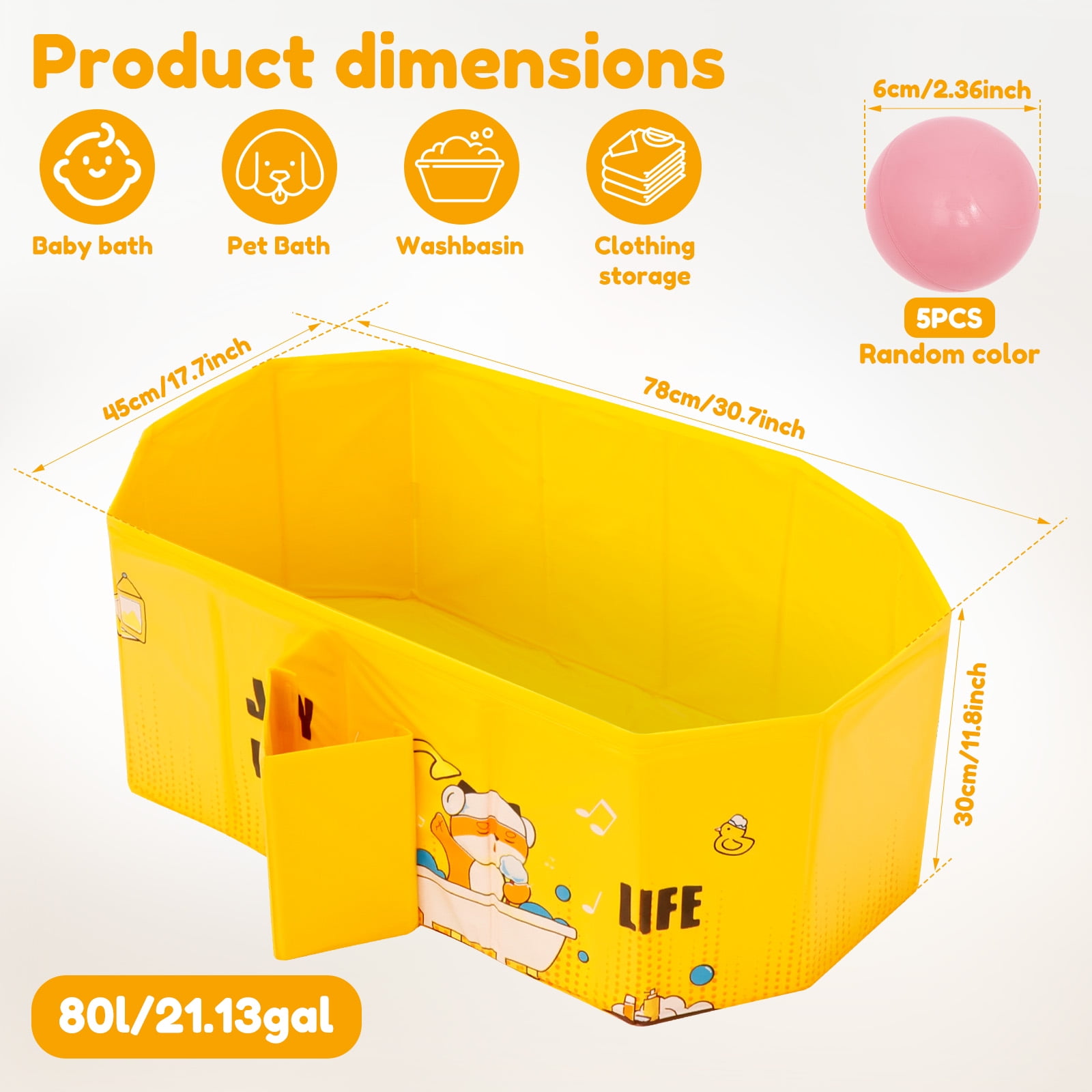 Austok Foldable Bathtub for Children Multifunctional Portable Bath Tub Large Toddler Bath for Age 0-8 All in One Design with Drain Plug