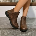thumbnail image 2 of Chelsea Boots Women Platform Lug Sole Chunky Heel Leather Ankle Booties Fashion Round Toe Fall Boots, 2 of 7