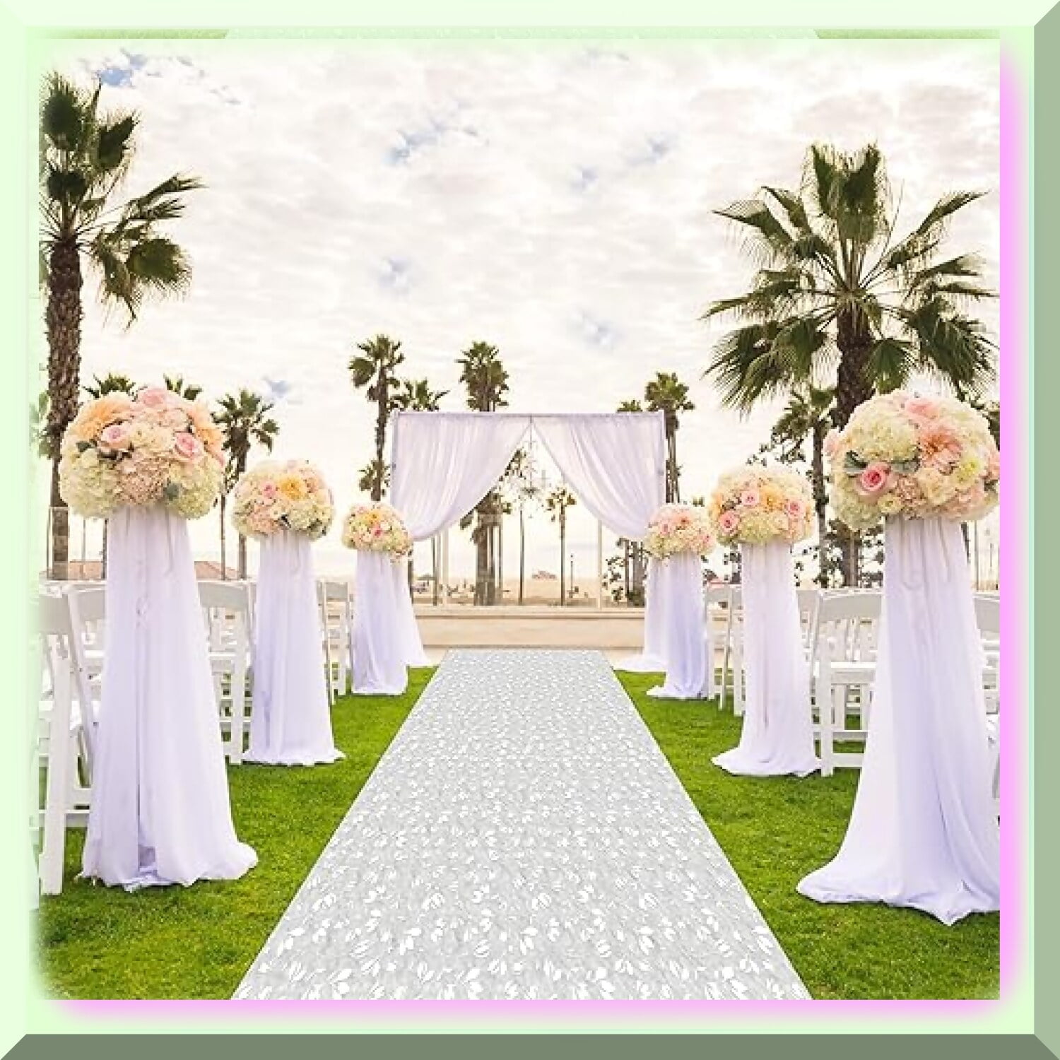 Enchanting Olive Branch Scroll Wedding Aisle Runner 3X100 ft