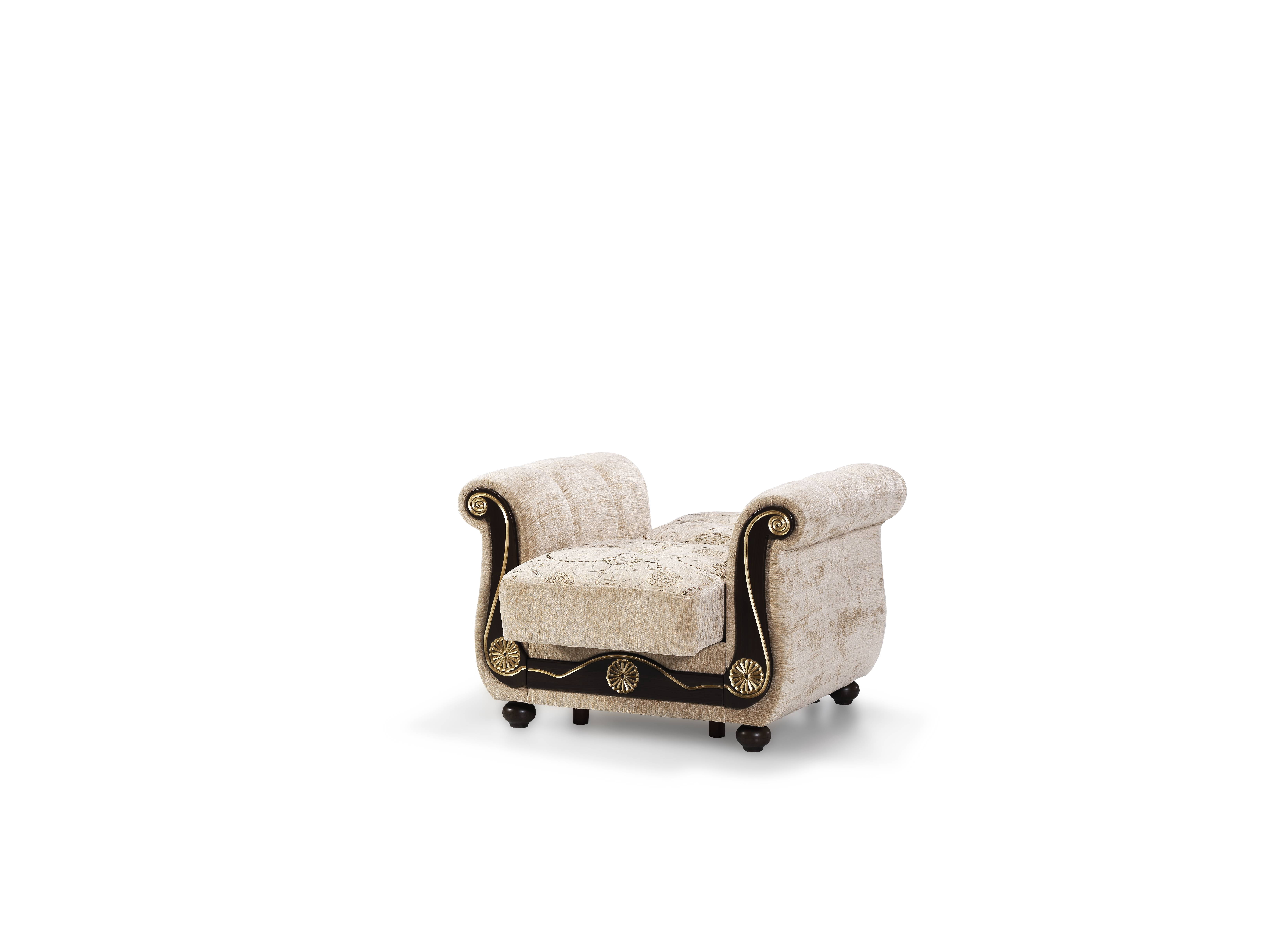 Ottomanson Convertible Accent Armchair with Hidden Storage, Firm Comfort Seating, Beige
