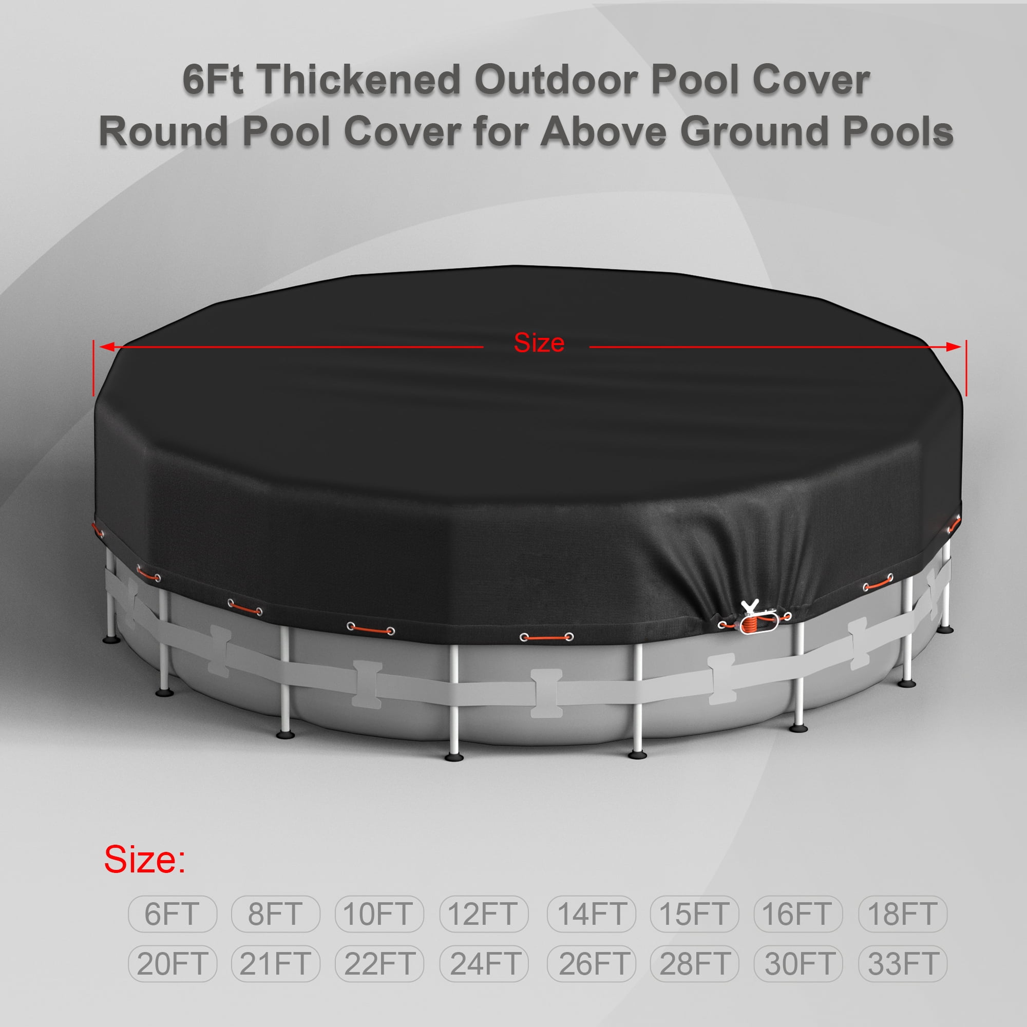 COSYUMI 10Ft Round Pool Cover, 420D Heavy Duty Oxford Solar Pool Covers for Above Ground Pool with Winch and Cable, All Season Inflatable Pool Cover for UV Resistant, Waterproof, Snowproof Windproof