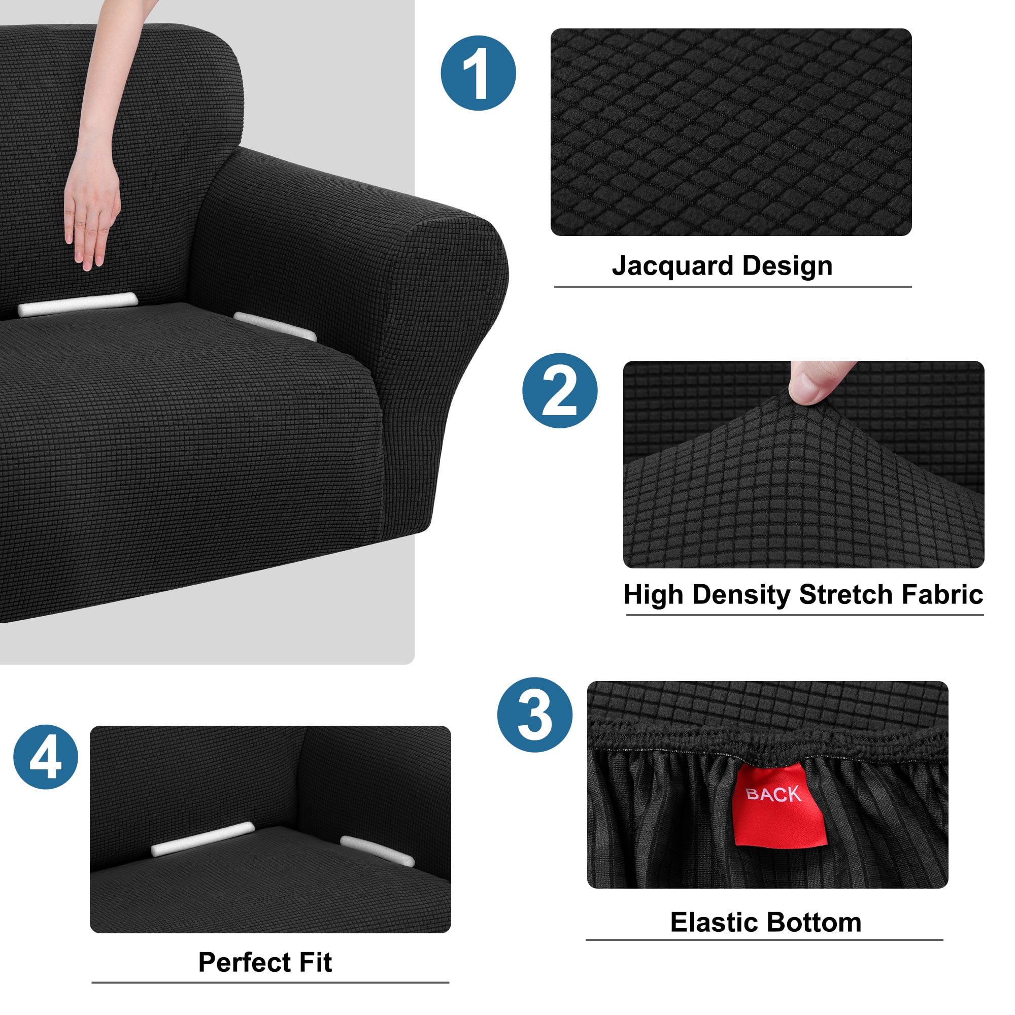 Unique Bargains Stretch Slipcover Washable Furniture Covers for Dogs Black Medium