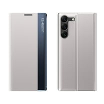 Smart Case for Samsung Galaxy S23 (Not S23 Ultra or S23 Plus), Premium PU Leather Kickstand Cover Durable Shockproof Stand Flip Phone Case for Samsung Galaxy S23 6.1 inch, Silver