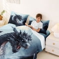 thumbnail image 3 of Feelyou Mountain Grey Dragon Queen Sheet Sets for Men Women Kids, Cartoon Western Wildlife Bed Set, Silver, 4 Pieces, 3 of 5