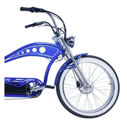 Tracer Chico GT7 Stretch Cruiser Ebike, 750W Rear Motor, 7 Speed, up to 30 mph, 50 Miles, for Men, Blue