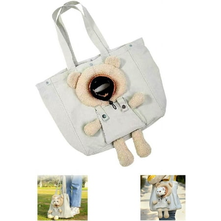 Hgudesign Small Puppy Dog Carrier Sling Bag Carrier for Small Dogs  Cute Soft Bear-Shaped Show Head Pet Canvas Shaped Shoulder Kitten Carrier Bag  Dog Travel Carrying Sling Backpack Carrier Bag