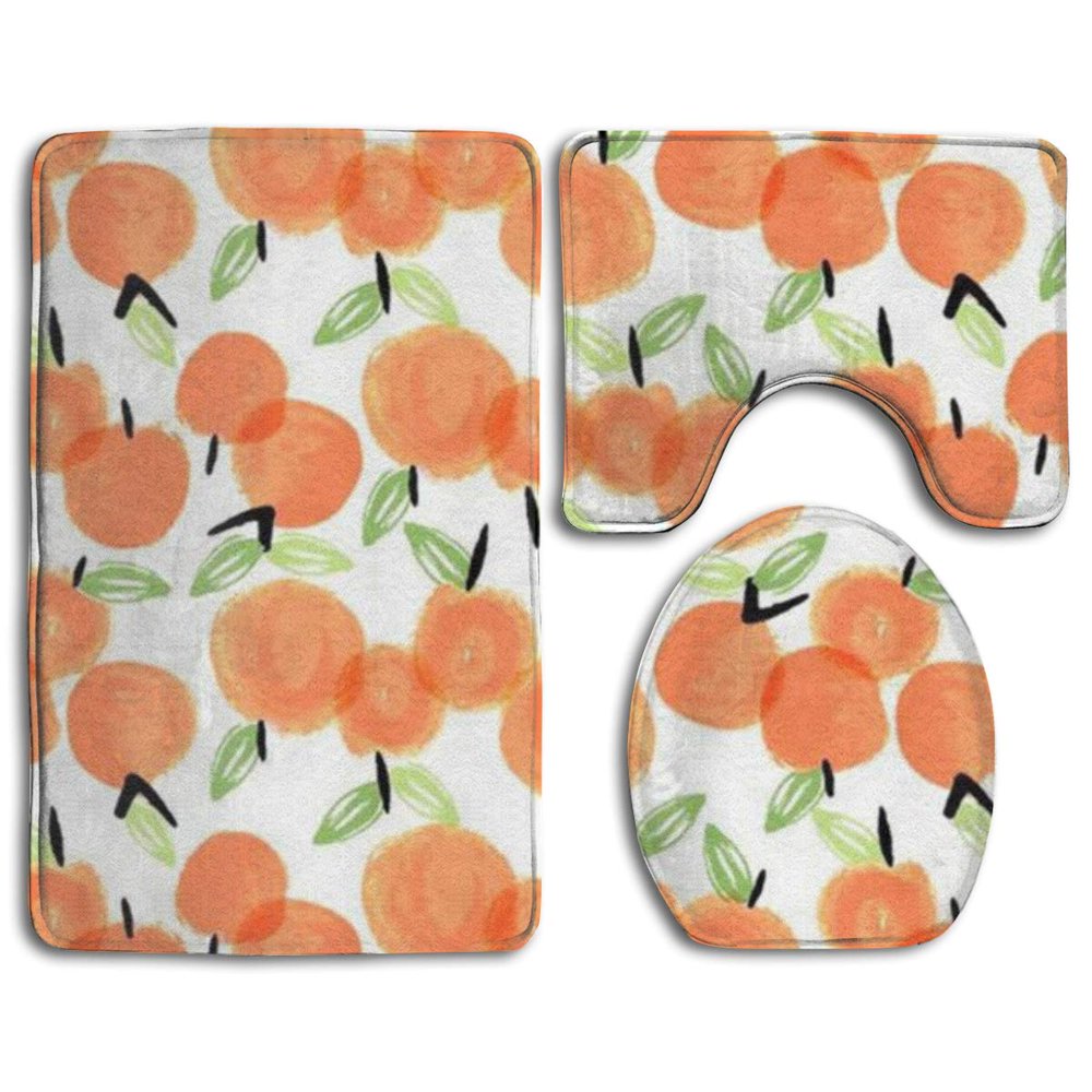 GOHAO Peach 3 Piece Bathroom Rugs Set Bath Rug Contour Mat and Toilet