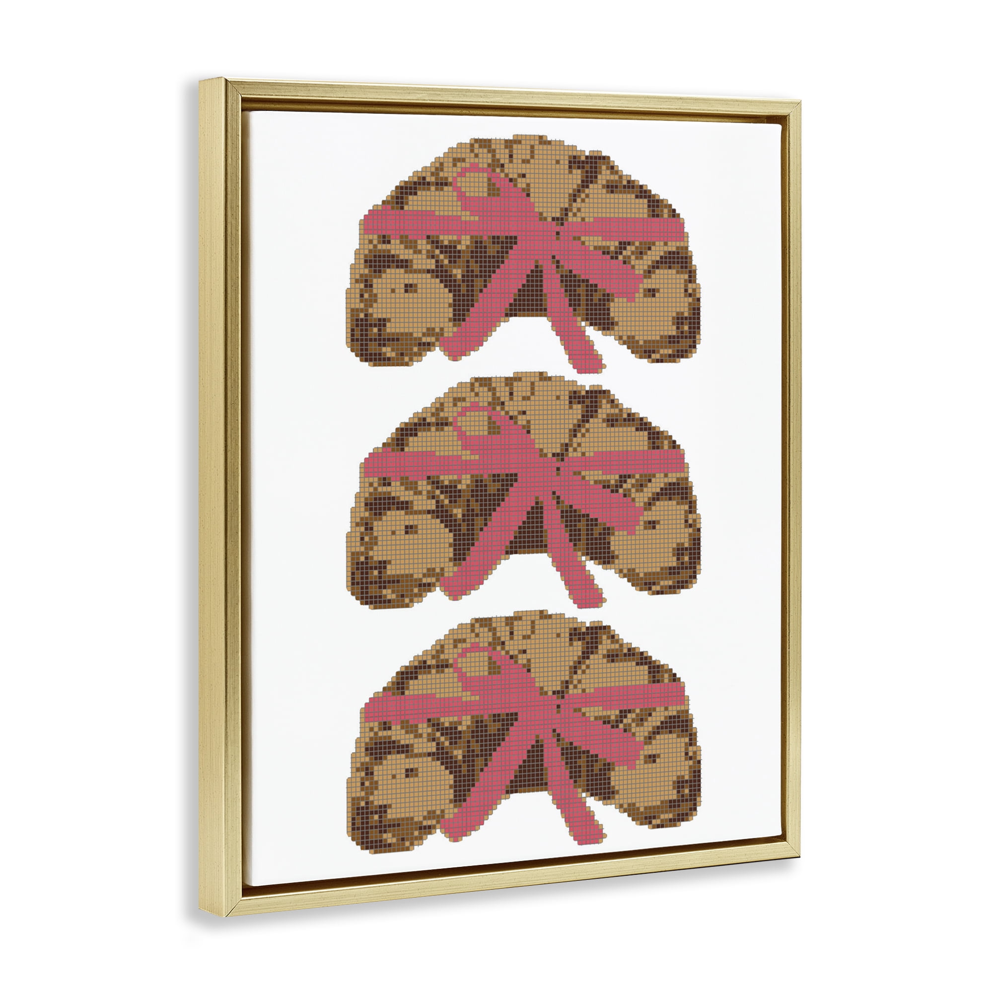 Stupell Industries Trio of Ribbon Croissants Gold Framed Floater Canvas Wall Art, design by Lil' Rue