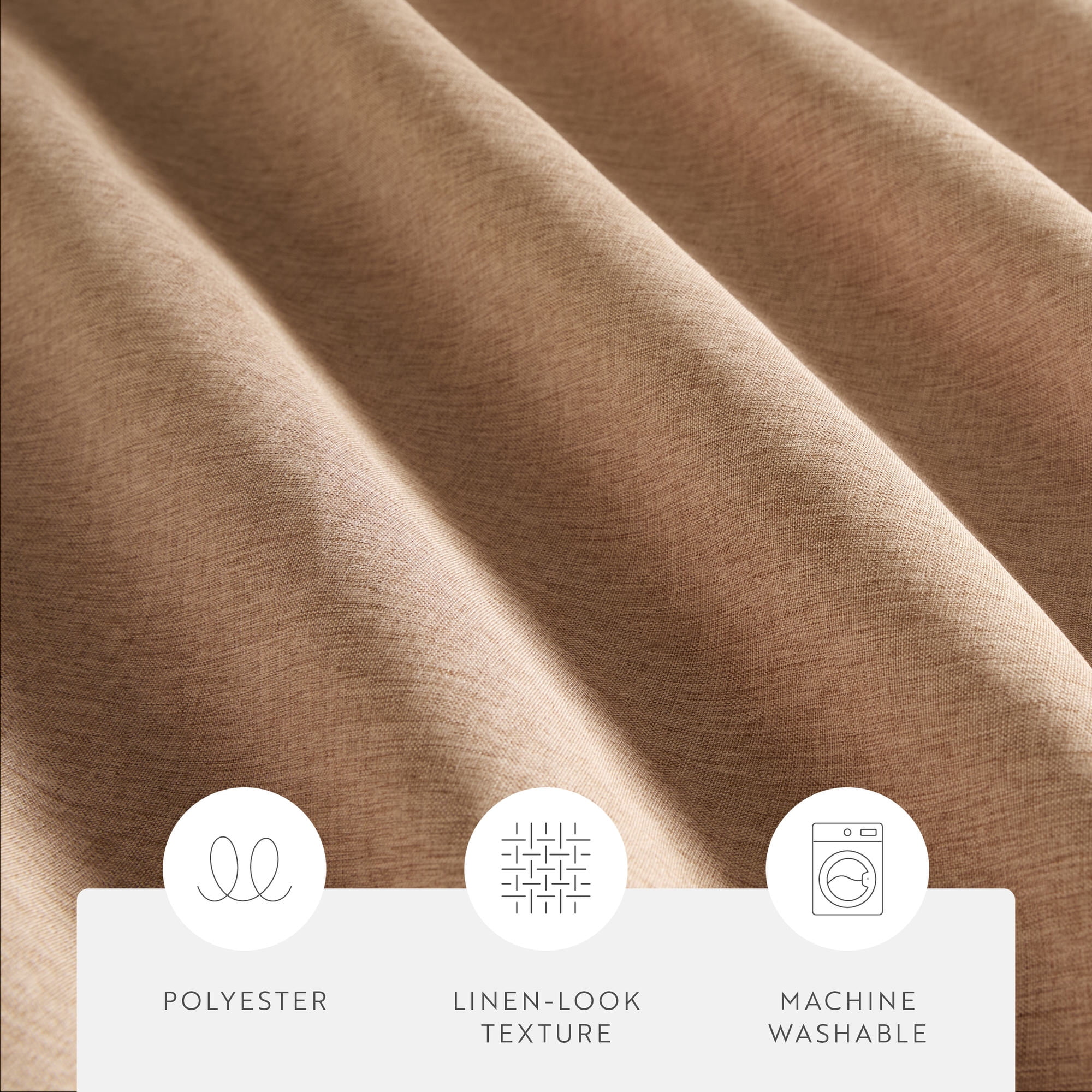 Linen-Look Polyester Shower Curtain in Essential Colors