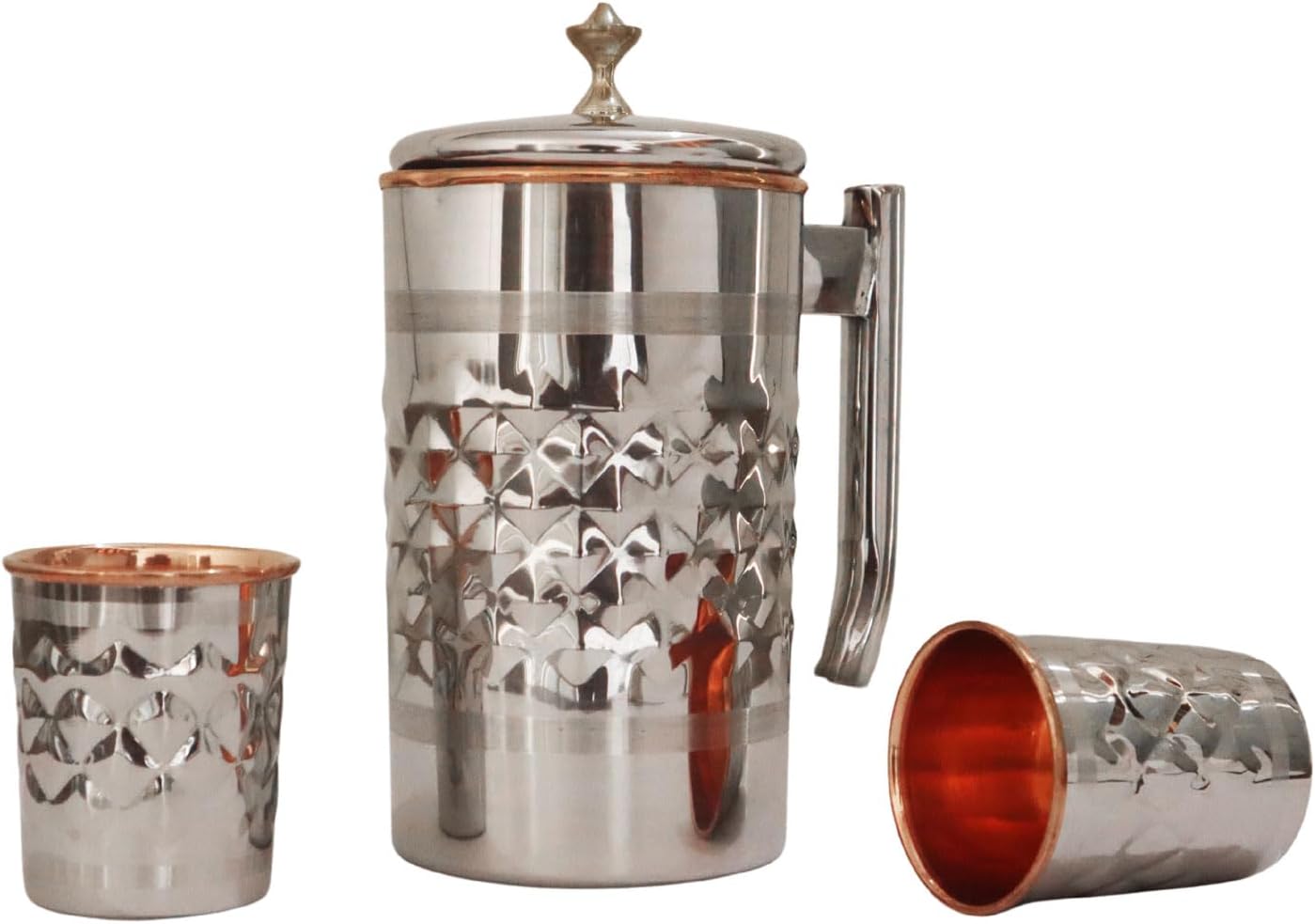 Premium Diamond Pattern Pitcher & 2 Tumblers for Ayurveda (57.48 fl oz)