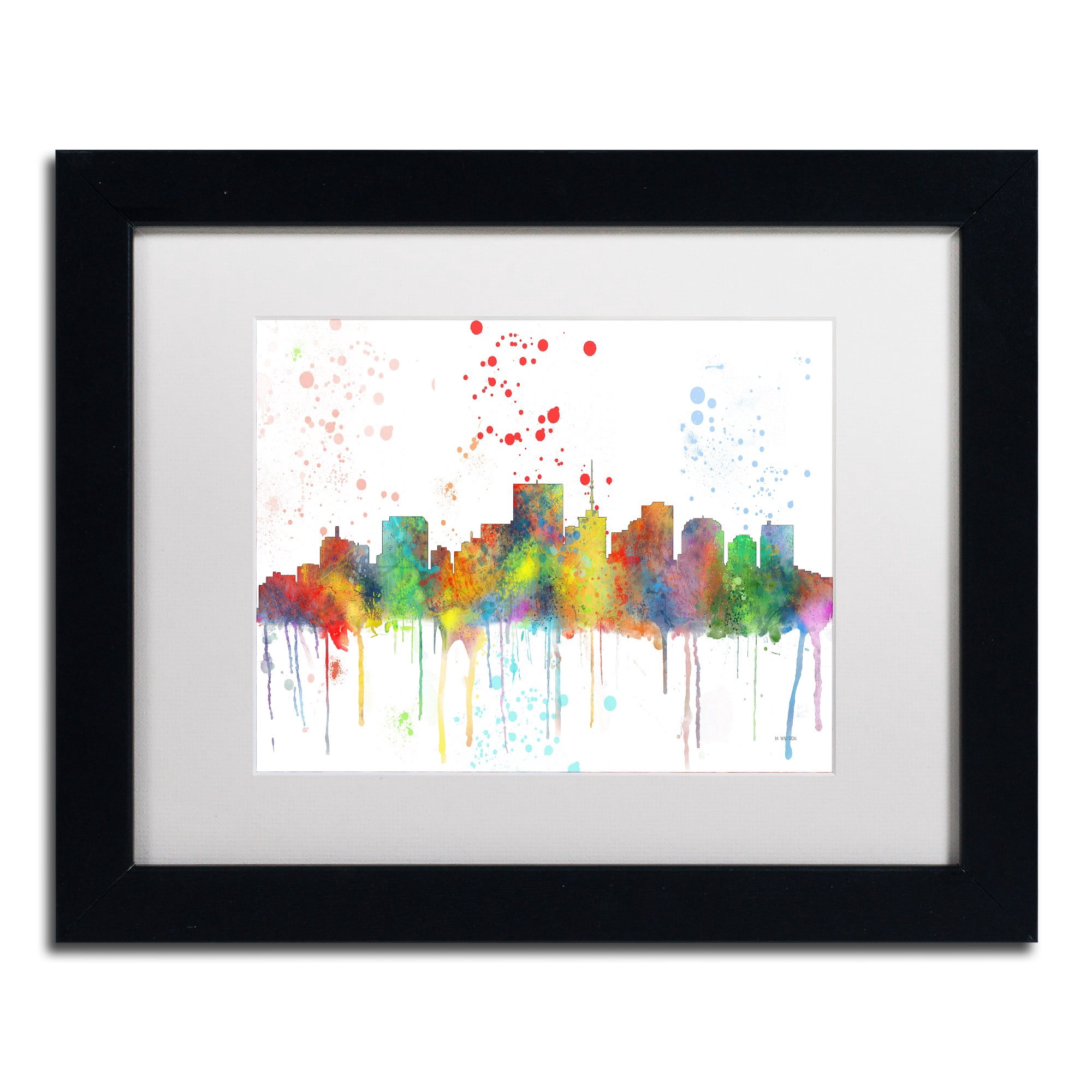 Trademark Fine Art "Richmond Virginia Skyline Mclr-1" Canvas Art by Marlene Watson, White Matte, Black Frame