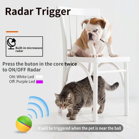 Jolly Toy Ball Dual Mode Design Interactive Dog Toys Jolly Ball - Remote Control Pet Toy with Radar Trigger and Automatic Obstacle Avoidance Function - Waterproof and Safe Material