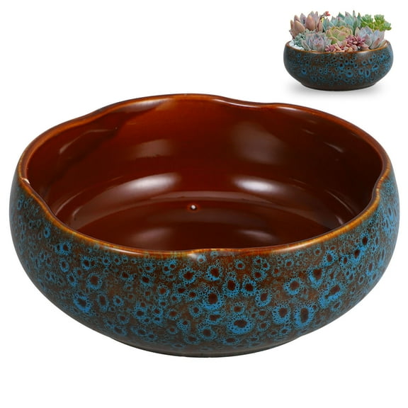 FOLOYORI Large Planter Pot Bowl Ceramic 1Set Blue For Water Based Planting