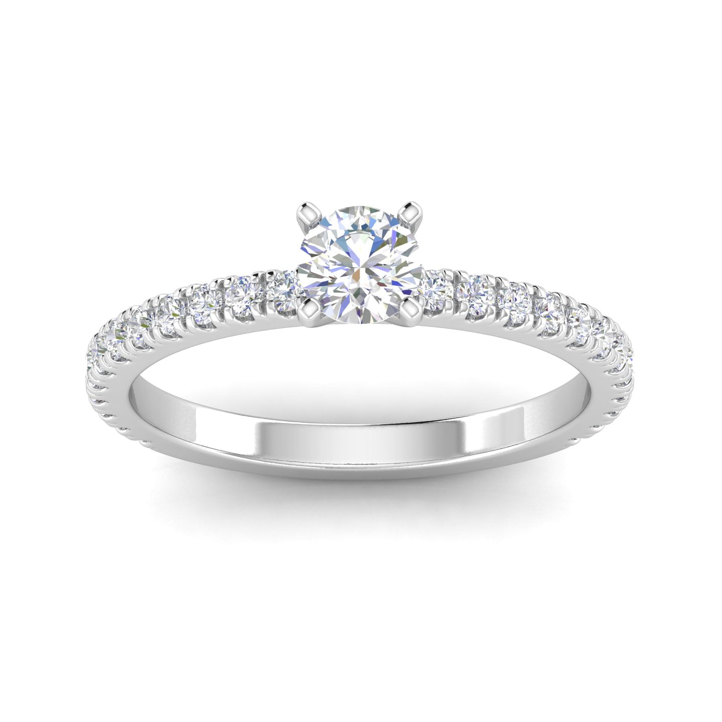3/4 Carat TW Round Natural Diamond Engagement Rings in 10k White Gold