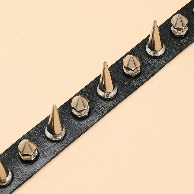 Goth Long Spike Choker Necklace Punk PU Leather Collar For Women Men C