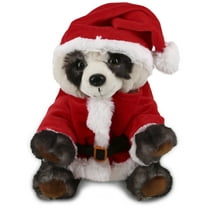 DolliBu Santa Squat Panda Bear Stuffed Animal Plush Toy - Super Soft Plush Dress Up with Red Santa Claus Outfit, Cute Wildlife Holiday Christmas Gift - 10 Inches