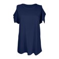 thumbnail image 4 of Shirts For Women Sevevn Women's Short Sleeve Casual Summer Off Shoulder Tops Loose Blouse T-Shirt, 4 of 6