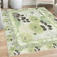 thumbnail image 1 of Floral Decorative Rug, Soft Toned Blossoming Poppy Flowers Leafy Branches and Line Art Deer, Quality Carpet for Bedroom Dorm and Living Room, 6 Sizes, Pastel Green and Dark Grey, by Ambesonne, 1 of 4