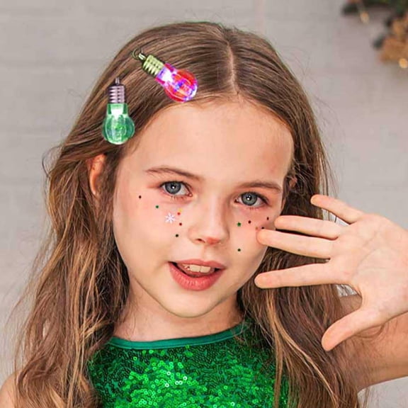 Light up Hair Clips Colorful Sparkly Hair Barrettes Non Slip Duck Bill Clip Halloween Christmas Hair Styling Accessories for Women and Girls(Pack of 2)