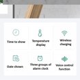 thumbnail image 3 of PENGXIANG Digital Wooden Alarm Clock with Wireless Charging 3 Alarm LED Display Sound Control Adjustable Brightness Wood Made Electric Clocks for Bedroom, 3 of 3