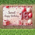 thumbnail image 7 of Pink Glittery 16th Birthday Backdrop Banner with Balloons Gifts and Confetti Happy Birthday Party Decoration Photography Prop Party Supplies Background Decorations, 7 of 7