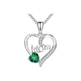 thumbnail image 2 of FENGGHAO Mothers Day Heart Pendant Necklace Silver Tone Birthstone Style Open Heart Design Hypoallergenic Alloy Jewelry Gift for Mom, 2 of 5