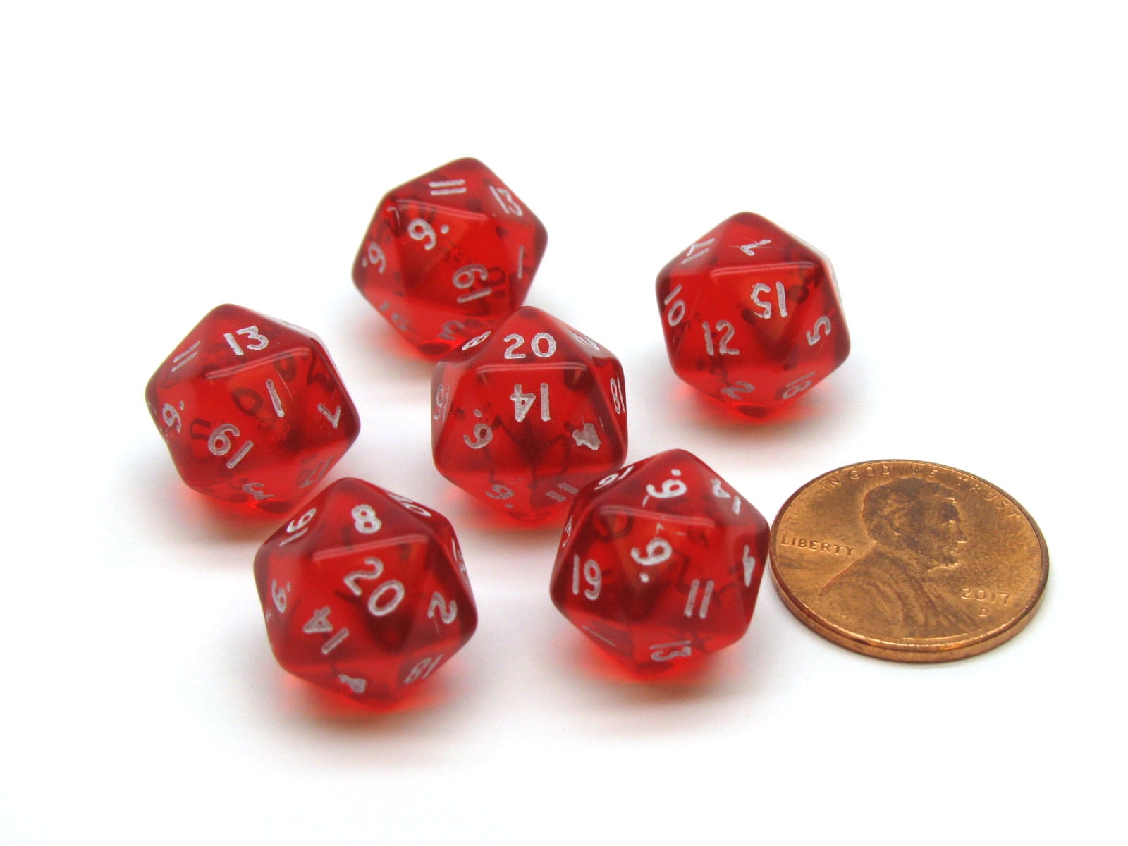 Tube of 40 Glass Gaming Stones 12-15mm Crystal Red