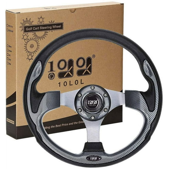 10L0L Golf Cart Steering Wheel Fits EZGO TXT RXV,Club Car DS Precedent,Yamaha G29 Drive and others - Carbon Fiber ( Adapter not Include)