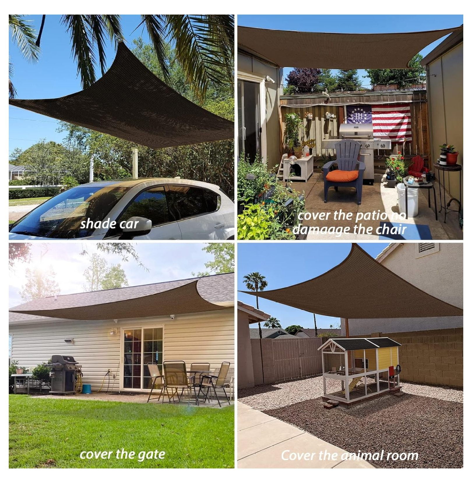Patio Sun Shade Sail Canopy, 6' x 10' Edge Double-Layer Reinforcement Rectangle Shade Cloth Block Sunshade Fabric - Outdoor Cover Awning Shelter for Pergola Backyard Garden Yard (Brown Color)
