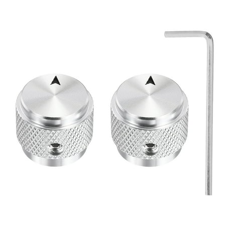 Uxcell 2 Pcs Aluminium Potentiometer Knobs 1/4 (6mm) IDx5/8 (15mm) ODx1/2 (13mm) Height Universal Volume Tone Control Knobs for Guitar Bass Arrow Indicator Silver