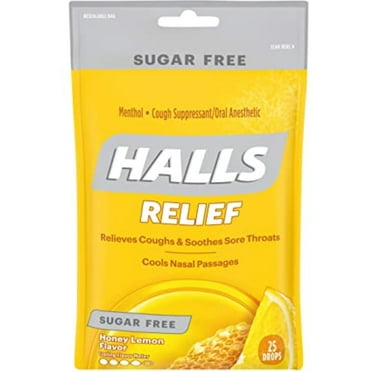 Halls Mentho-Lyptus Drops Sugar Free Honey-Lemon 25 Each