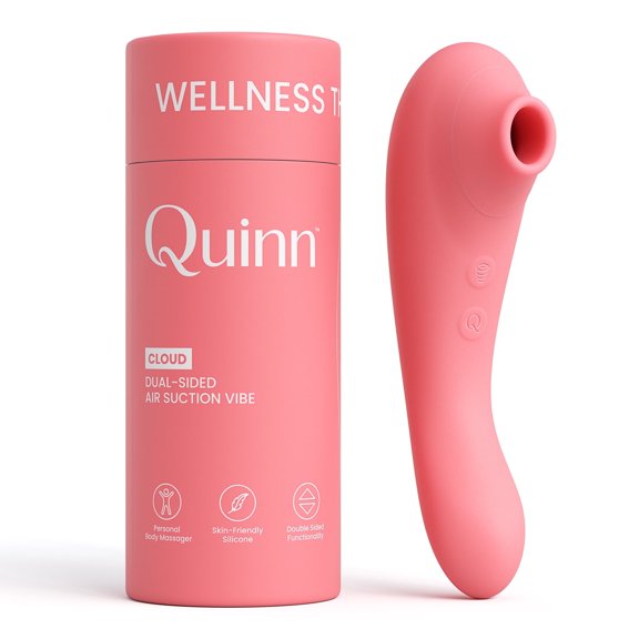Quinn Wellness Vibrator Wand, Dual-Sided 7 Modes 3 Speeds, Vibrating Massager, G-Spot & Clitoral Stimulator, Cloud Peach