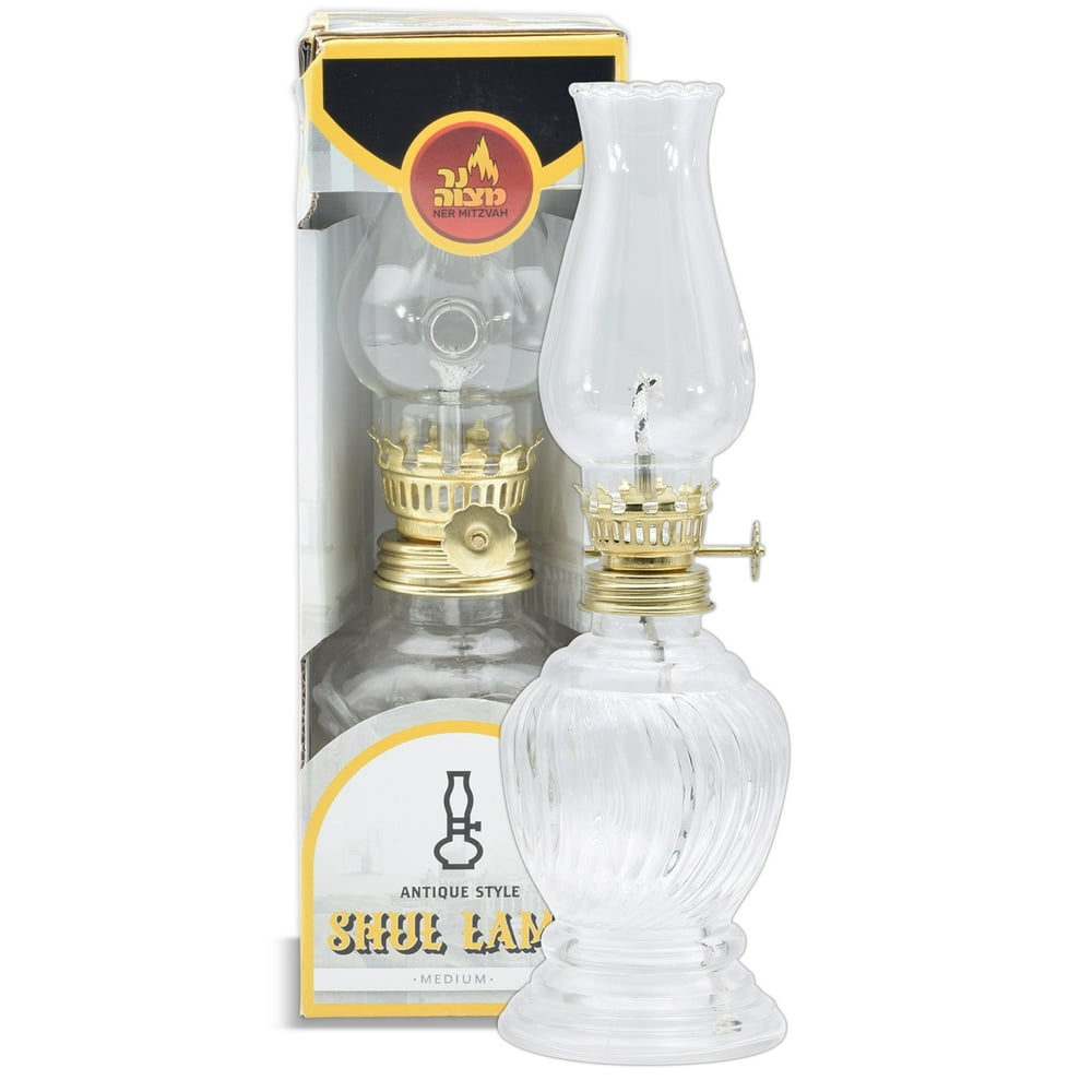 Ner Mitzvah, 10.5" Oil Lamp Lantern for Indoor and Outdoor Use