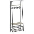 thumbnail image 2 of Coat Rack Shoe Bench with 5 Hooks, Hall Trees Entryway Bench with Storage and Metal Frame for Entryway, Living Room, Bedroom, Gray, 2 of 7