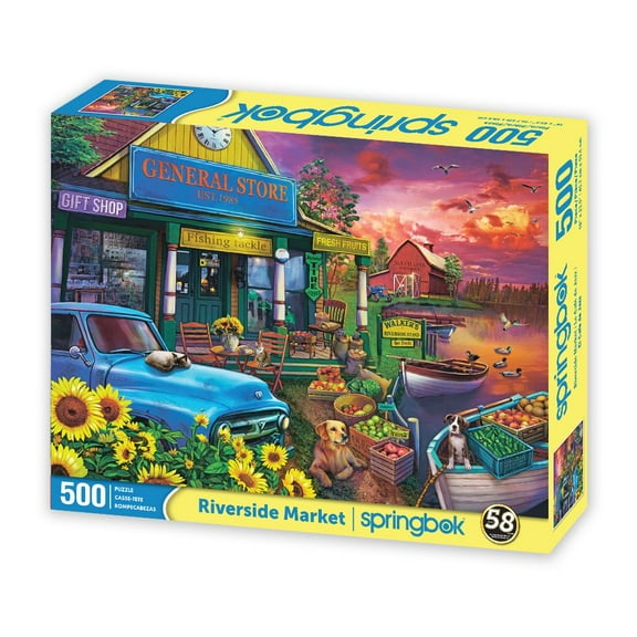 Springbok 500 Piece Riverside Market Jigsaw Puzzle for Adults - Made in USA