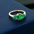 thumbnail image 3 of Gem Stone King 1.69 Ct Oval Green Nano Emerald 18K Yellow Gold Plated Silver Ring (Size 5), 3 of 4