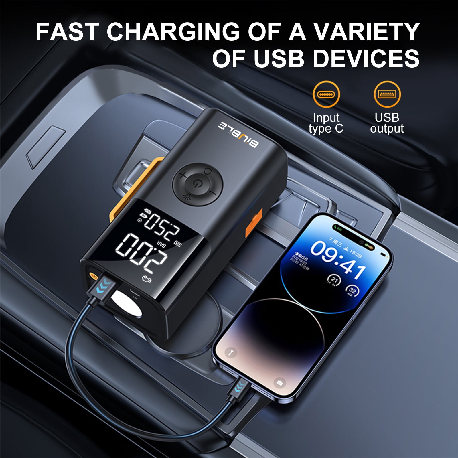 8500A Multi-function Car Jump Starter with Air Inflator/Deflator Compressor, 7-in-1 Car Battery Jump Starter with LED Emergency Light,Portable Car Jump Starter for Gasoline or Diesel
