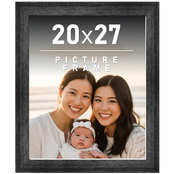 20x27 Frame Black Rustic Barnwood Solid Wood Picture Frame | 1.5 Inch Moulding Width | Includes UV